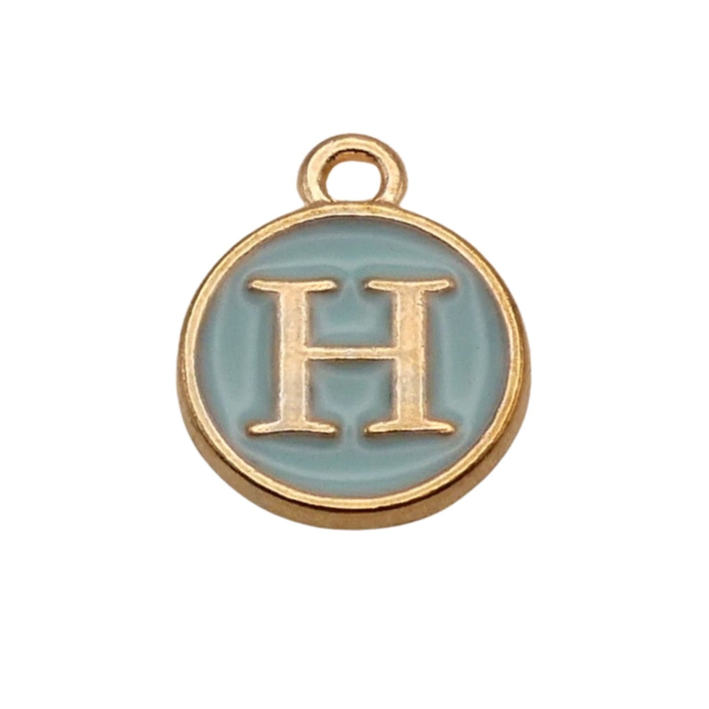 Gold with Blue Letter H Charm For Personalized Charm Bracelet