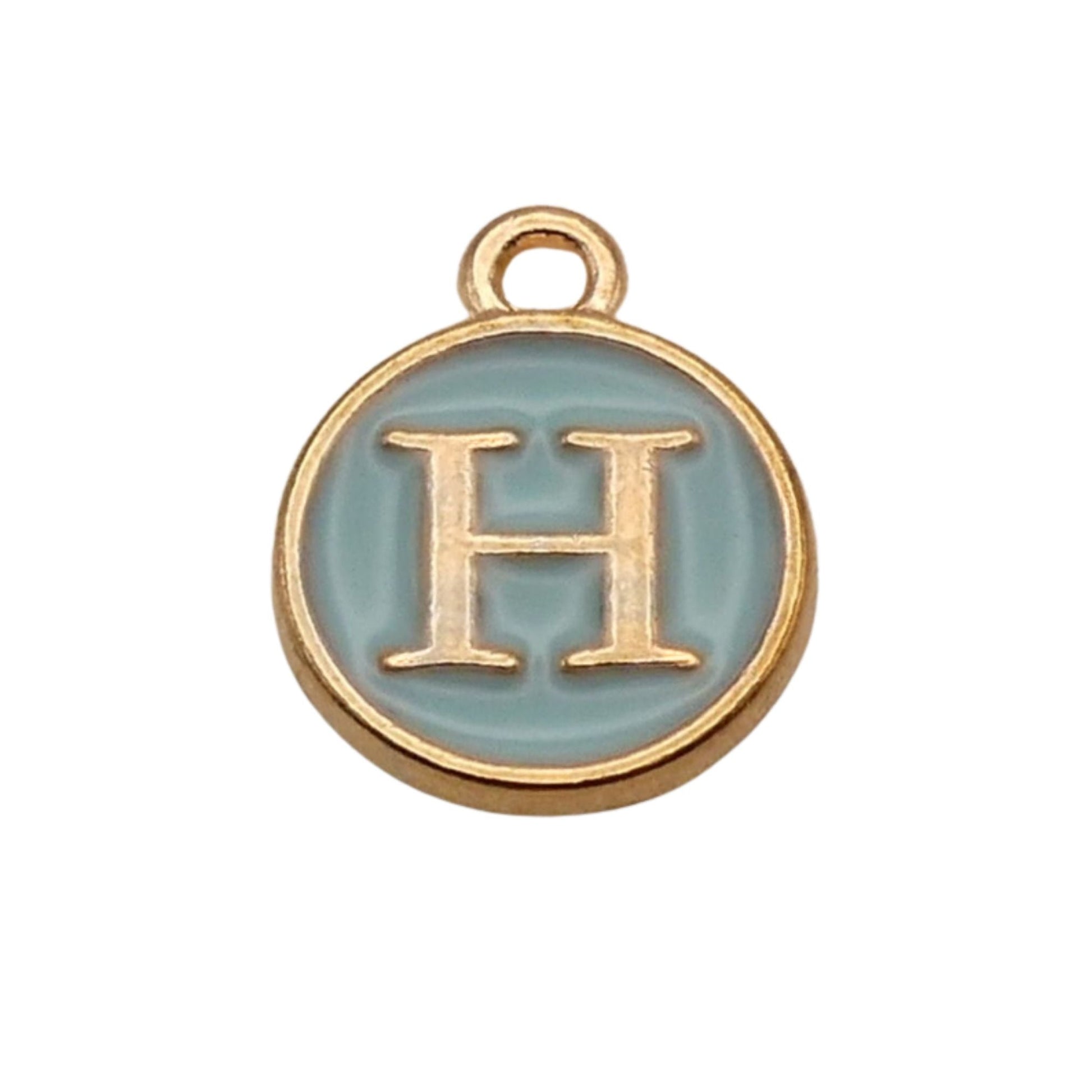 Gold with Blue Letter H Charm For Personalized Charm Bracelet