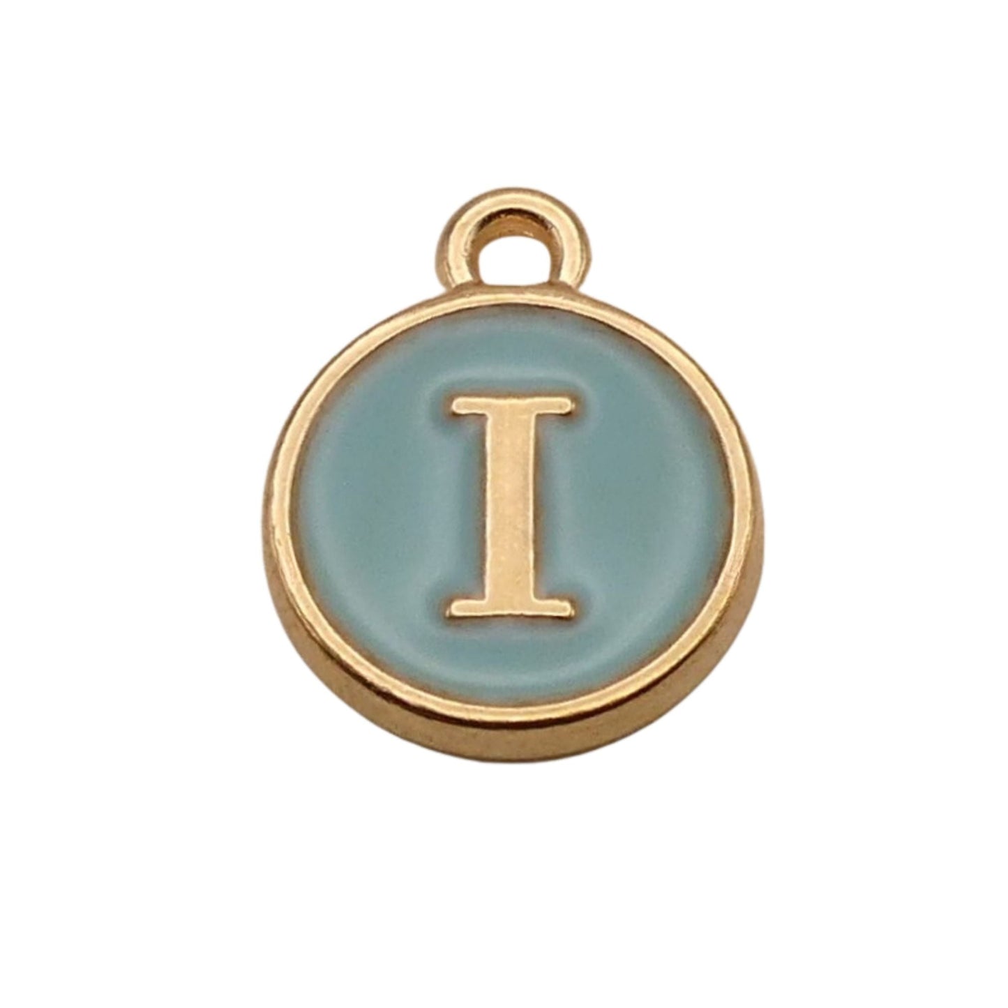 Gold with Blue Letter I Charm For Personalized Charm Bracelet