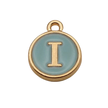 Gold with Blue Letter I Charm For Personalized Charm Bracelet