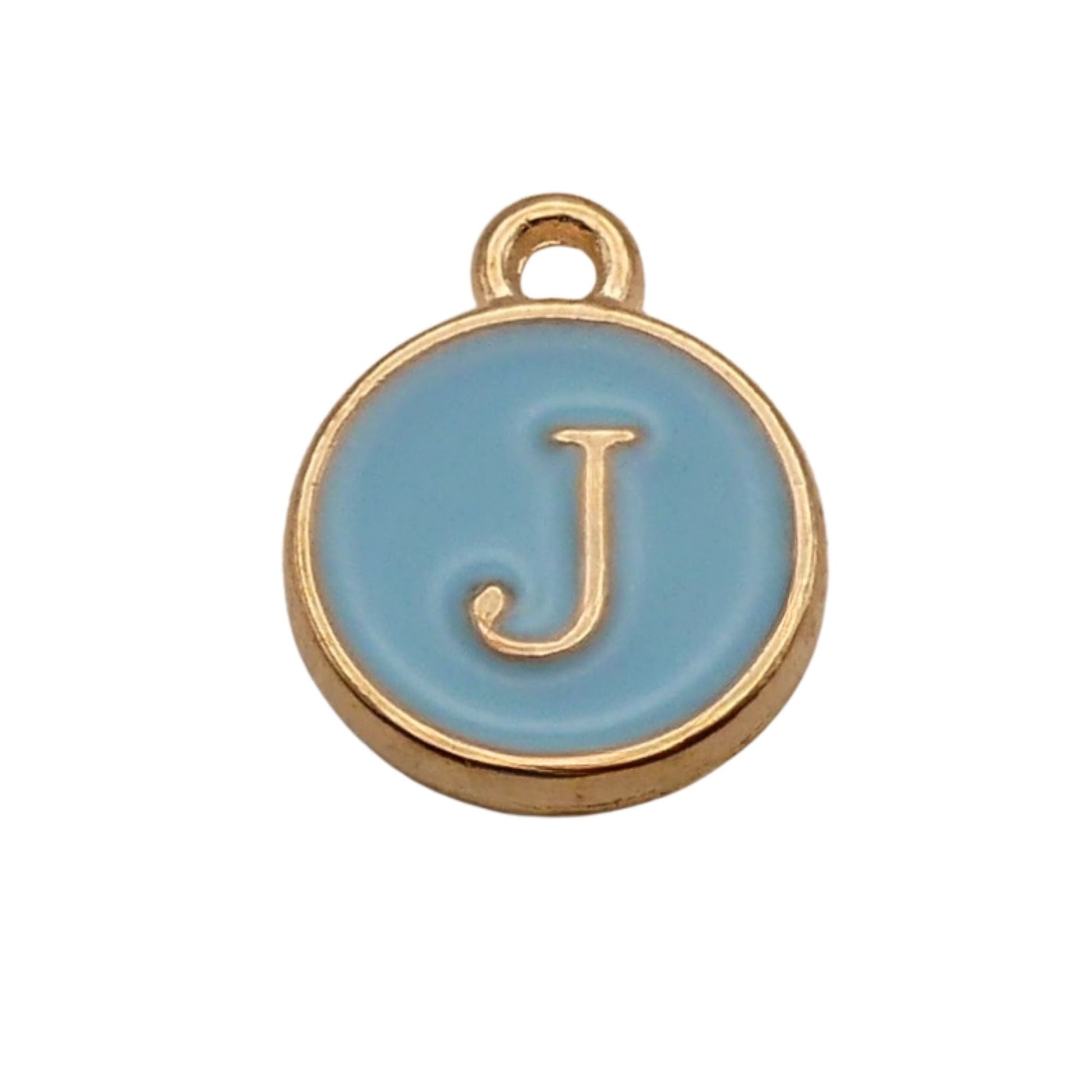 Gold with Blue Letter J Charm For Personalized Charm Bracelet