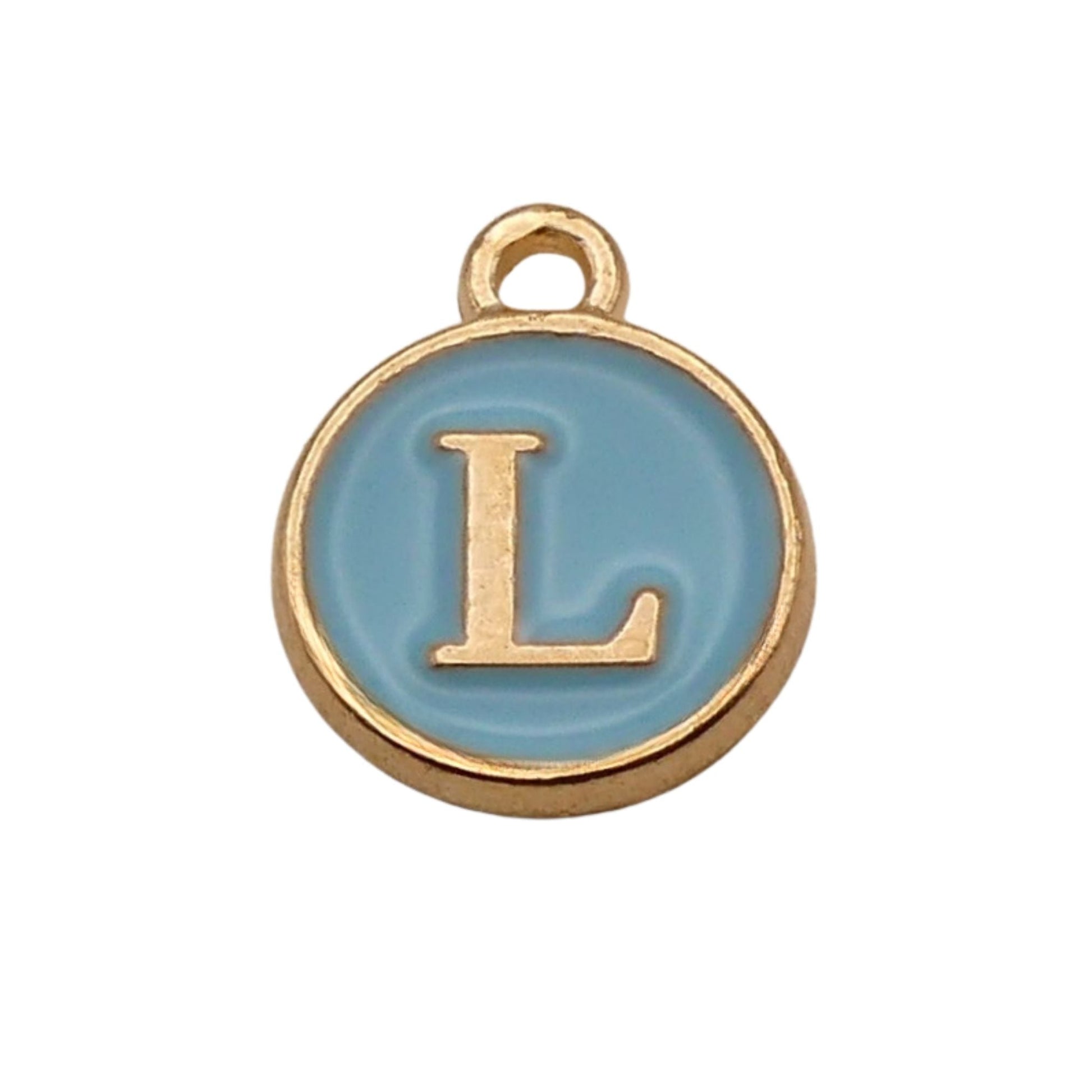 Gold with Blue Letter L Charm For Personalized Charm Bracelet 
