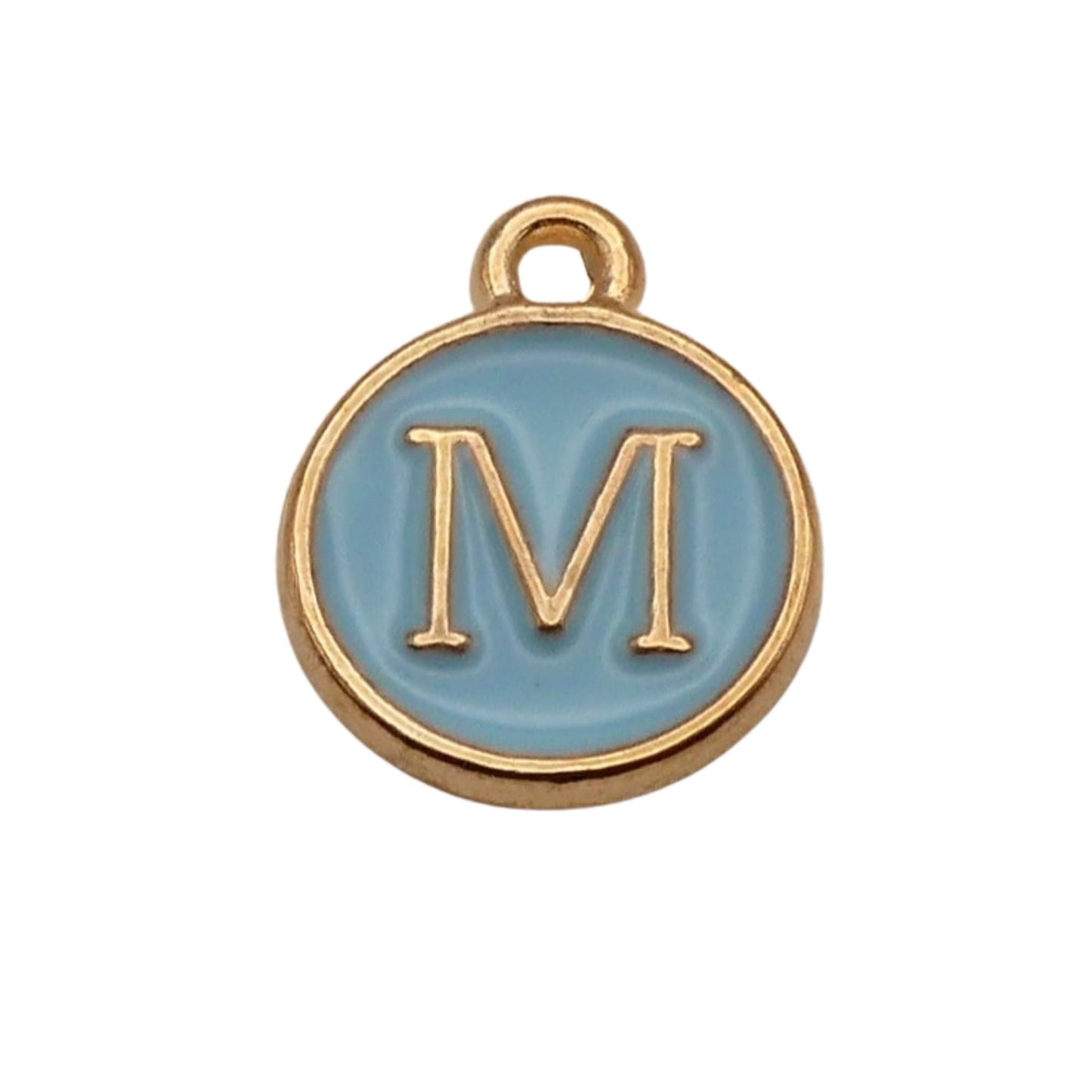 Gold with Blue Letter M Charm For Personalized Charm Bracelet 