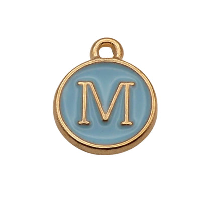 Gold with Blue Letter M Charm For Personalized Charm Bracelet 