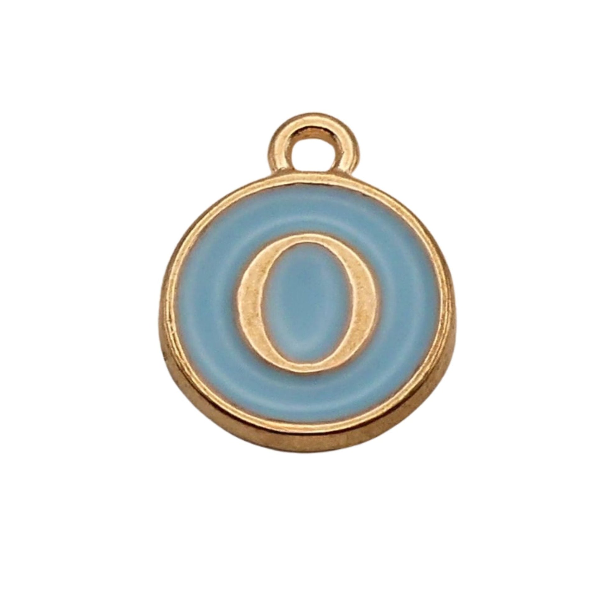 Gold with Blue Letter O Charm For Personalized Charm Bracelet 