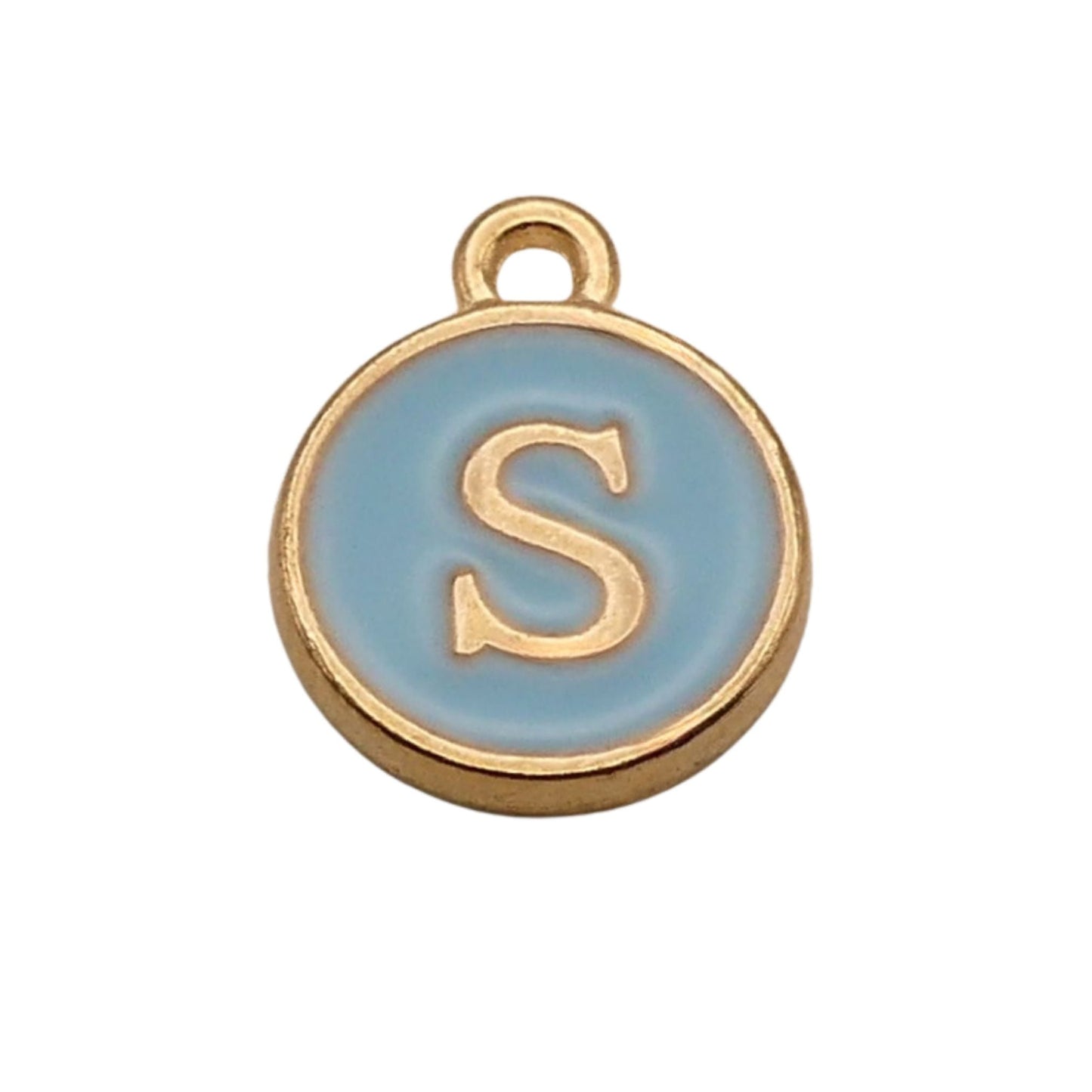 Gold with Blue Letter S Charm For Personalized Charm Bracelet 