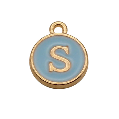 Gold with Blue Letter S Charm For Personalized Charm Bracelet 