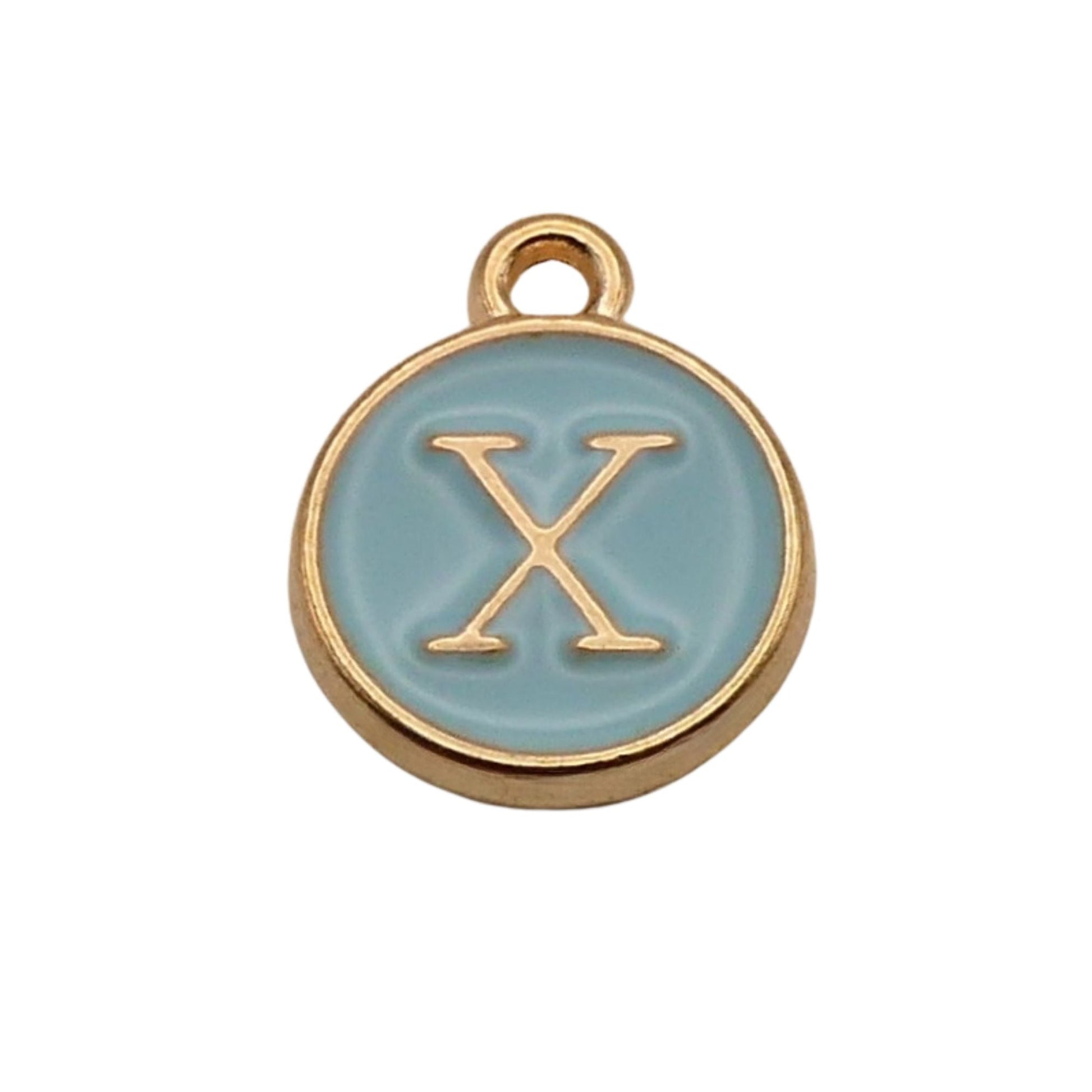 Gold with Blue Letter X Charm For Personalized Charm Bracelet