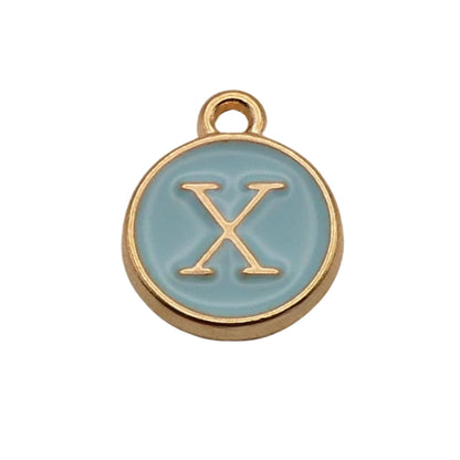 Gold with Blue Letter X Charm For Personalized Charm Bracelet