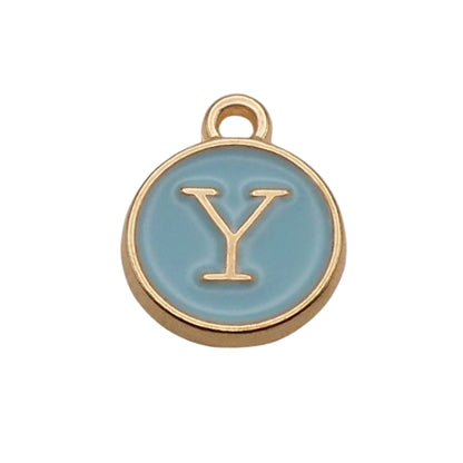 Gold with Blue Letter Y Charm For Personalized Charm Bracelet