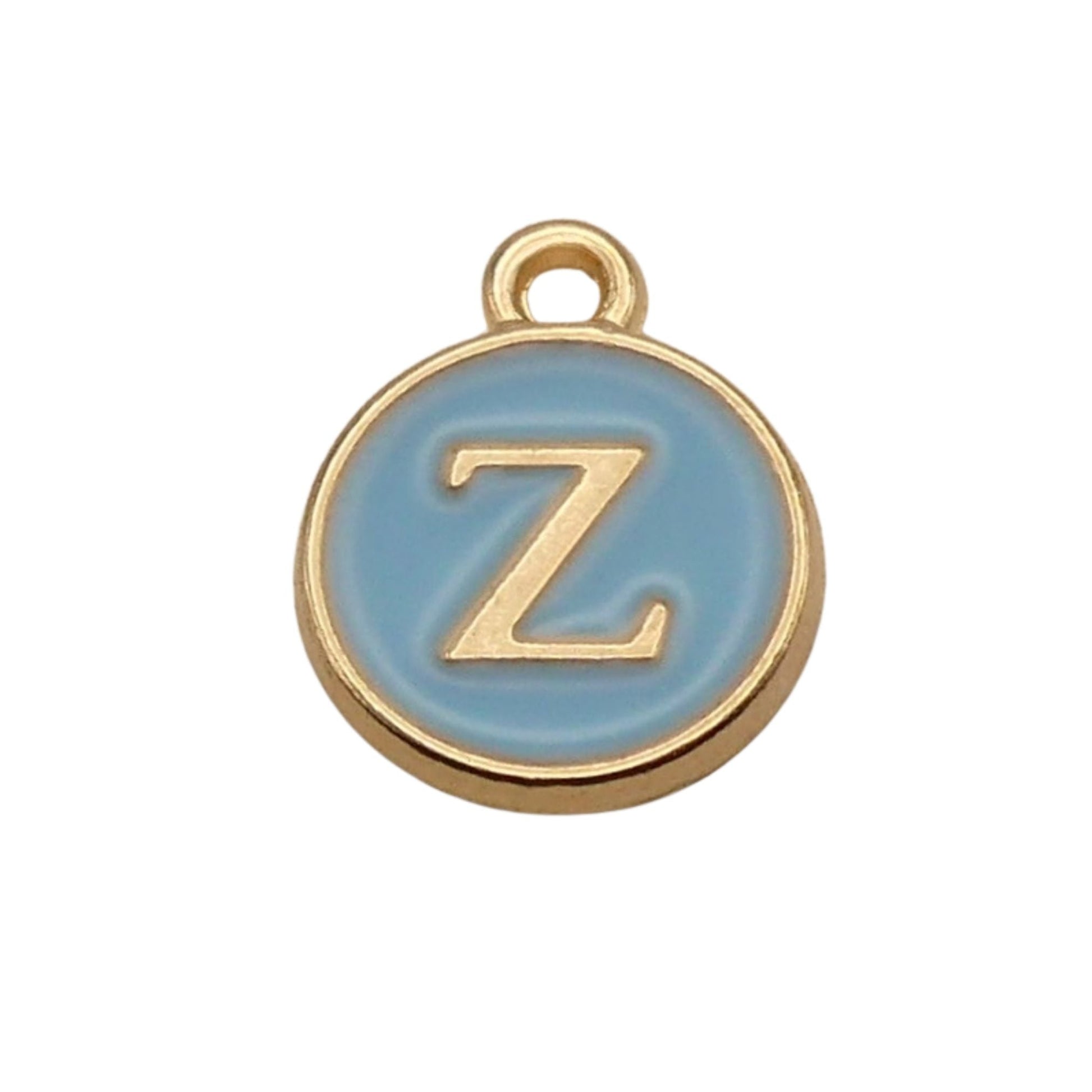Gold with Blue Letter Z Charm For Personalized Charm Bracelet