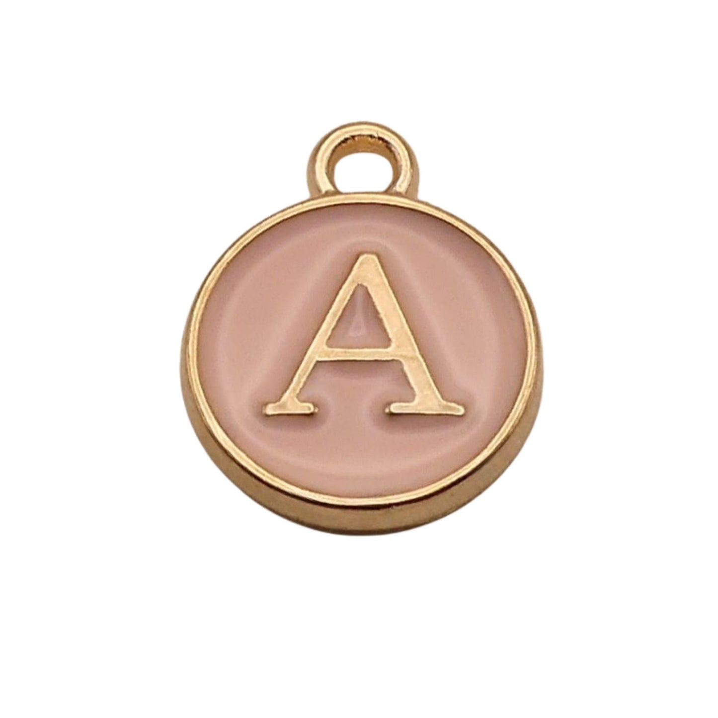 Gold with Pink Letter A Charm For Personalized Charm Bracelet