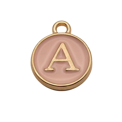 Gold with Pink Letter A Charm For Personalized Charm Bracelet