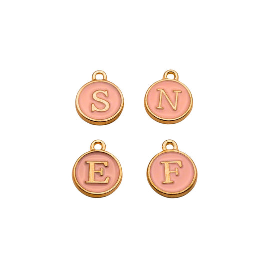 Gold with Pink Letter Charms For Personalized Charm Bracelet