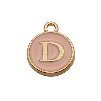 Gold with Pink Letter D Charm For Personalized Charm Bracelet