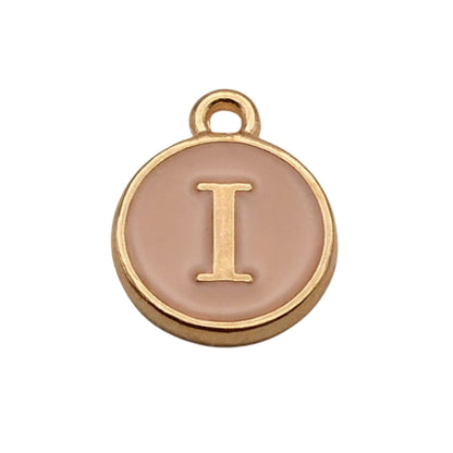 Gold with Pink Letter I Charm For Personalized Charm Bracelet