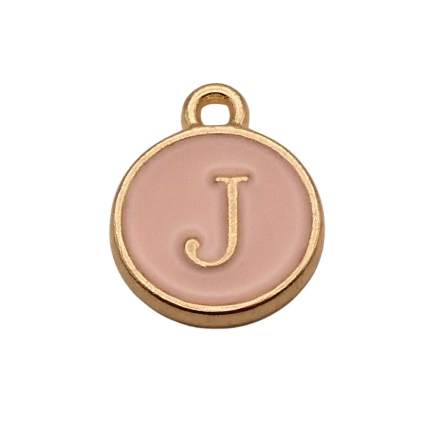 Gold with Pink Letter J Charm For Personalized Charm Bracelet