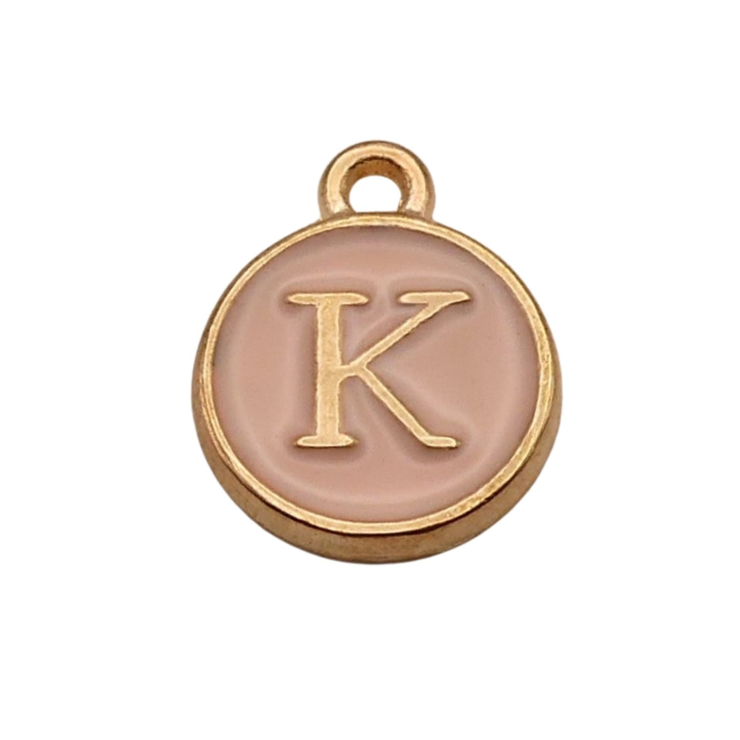 Gold with Pink Letter K Charm For Personalized Charm Bracelet