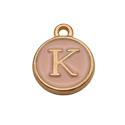 Gold with Pink Letter K Charm For Personalized Charm Bracelet