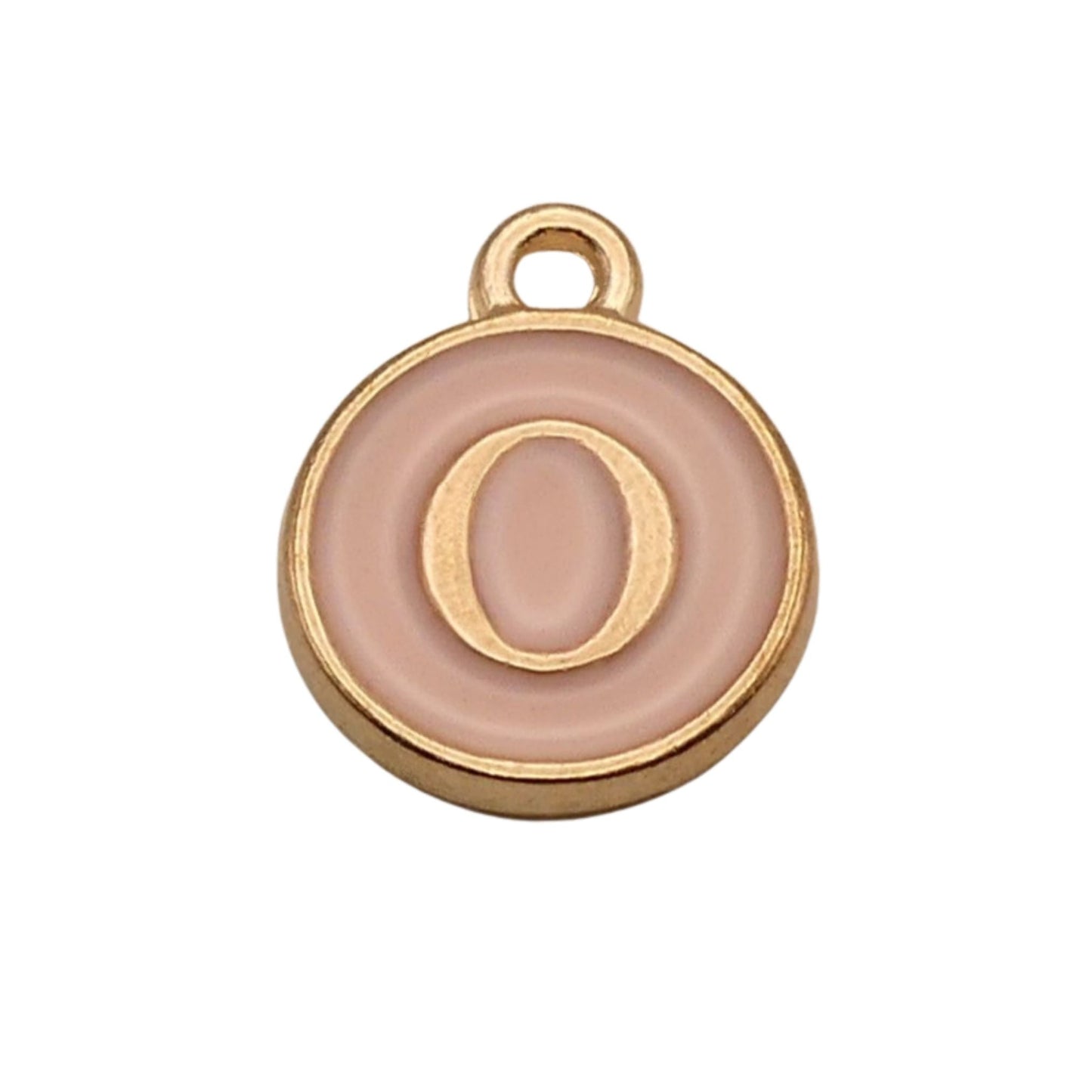 Gold with Pink Letter O Charm For Personalized Charm Bracelet 