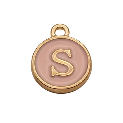 Gold with Pink LetterSZ Charm For Personalized Charm Bracelet 