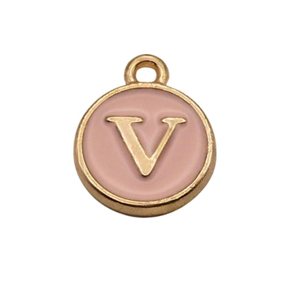 Gold with Pink Letter Z Charm For Personalized Charm Bracelet