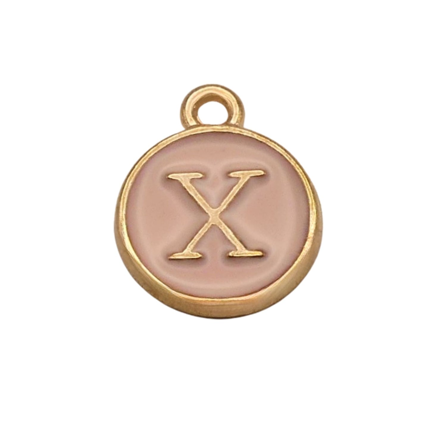 Gold with Pink Letter X Charm For Personalized Charm Bracelet