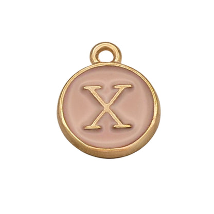 Gold with Pink Letter X Charm For Personalized Charm Bracelet