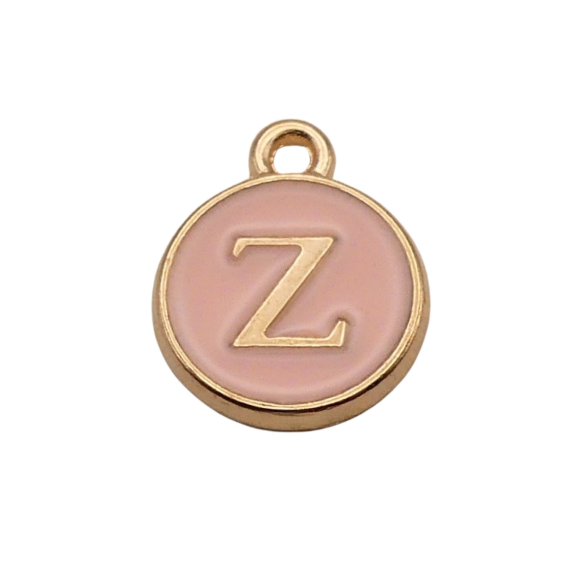 Gold with Pink Letter Z Charm For Personalized Charm Bracelet