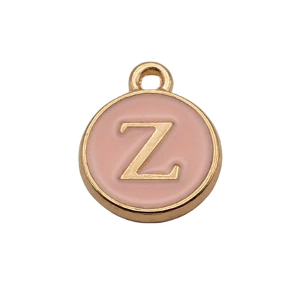 Gold with Pink Letter Z Charm For Personalized Charm Bracelet