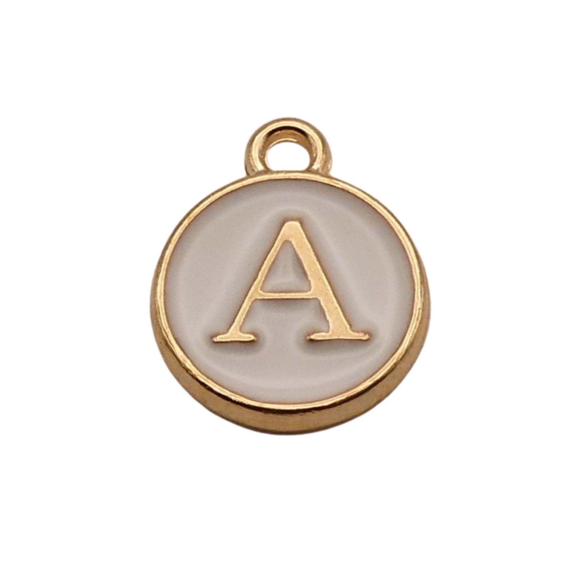 Gold with White Letter A Charm For Personalized Charm Bracelet
