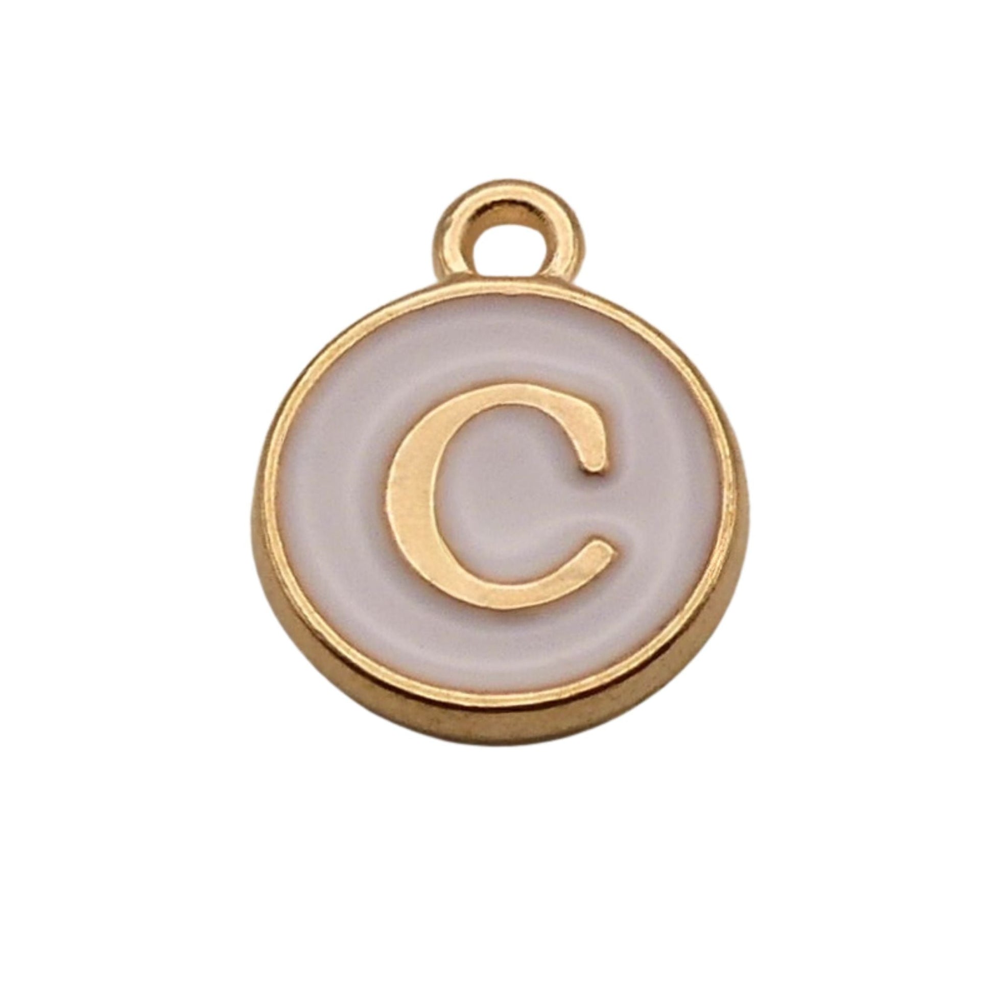 Gold with White Letter C Charm For Personalized Charm Bracelet