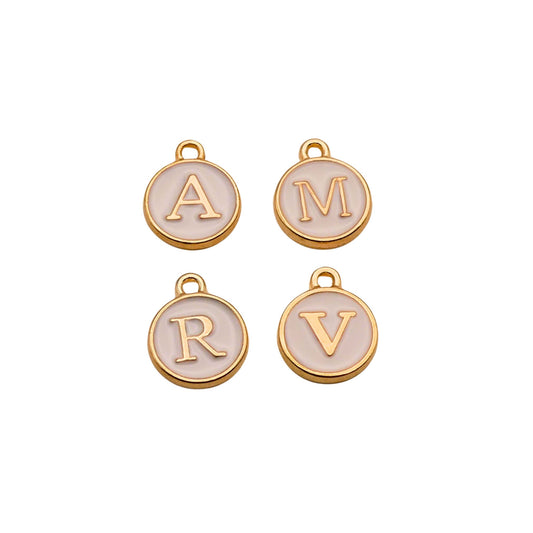 Gold with White Letters Charms For Personalized Charm Bracelet