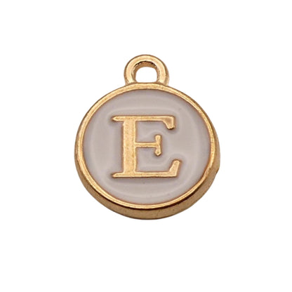 Gold with White Letter E Charm For Personalized Charm Bracelet 