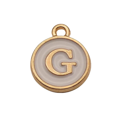 Gold with White Letter G Charm For Personalized Charm Bracelet