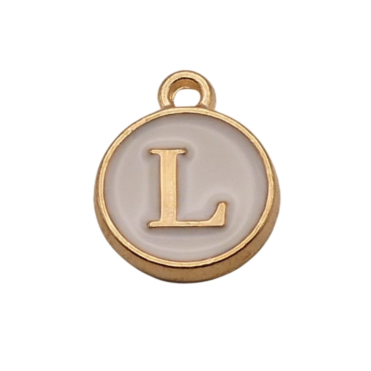 Gold with White Letter L Charm For Personalized Charm Bracelet