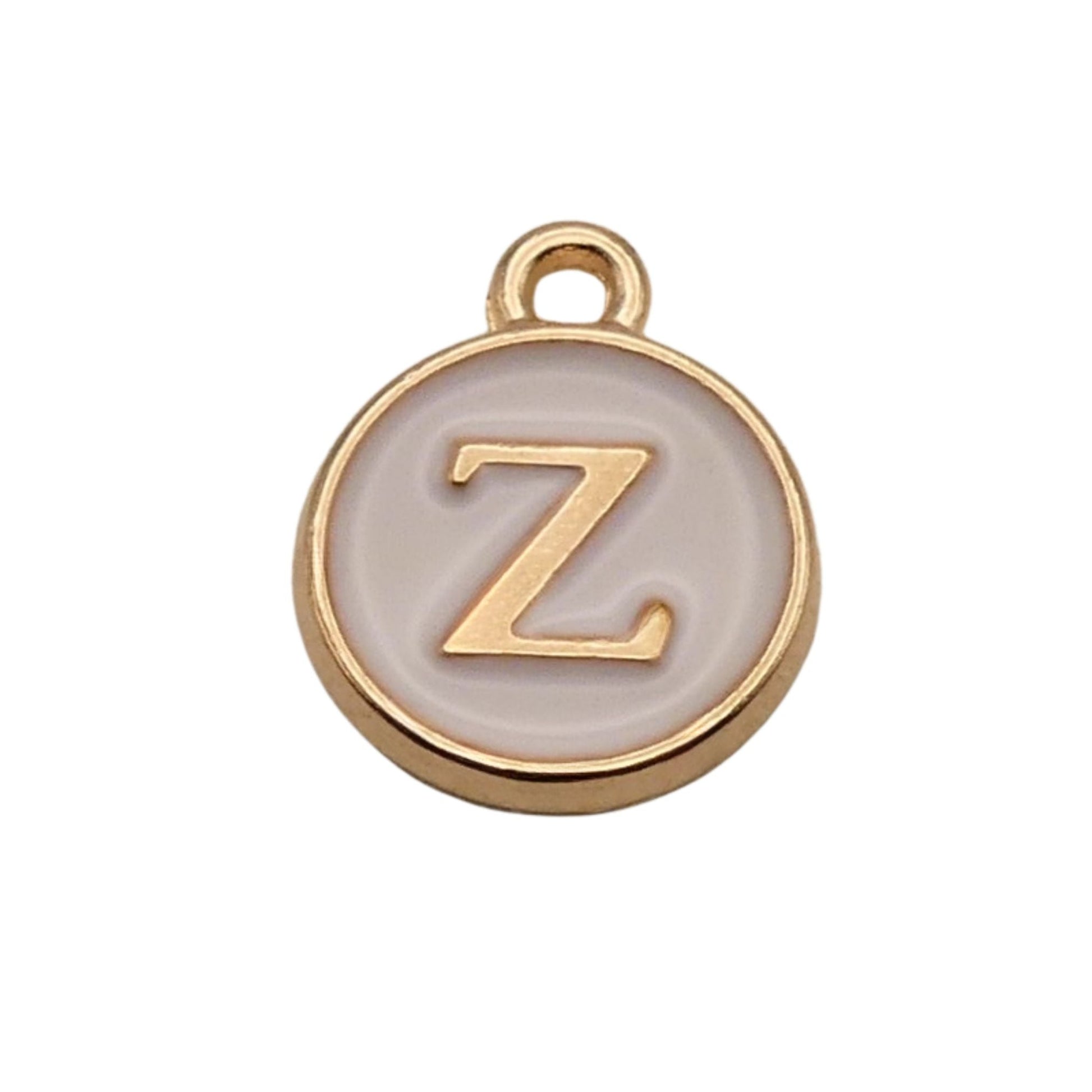 Gold with White Letter Z Charm For Personalized Charm Bracelet