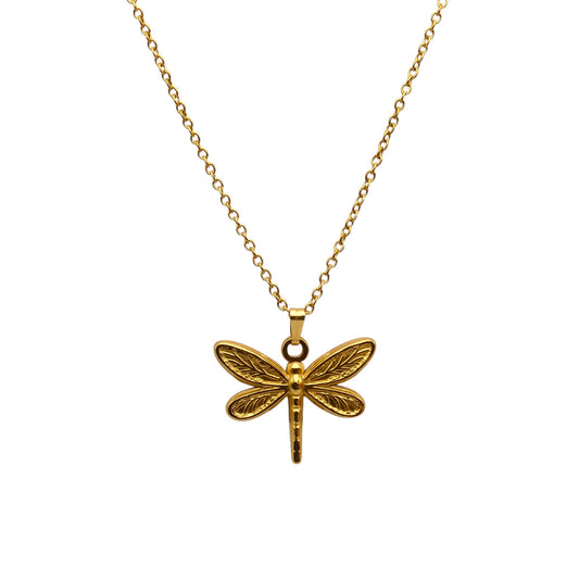 Gold Dragonfly Pendant Necklace