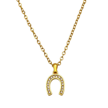 Crystal Horseshoe Pendant Necklace