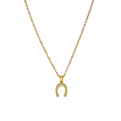 Crystal Horseshoe Pendant Necklace