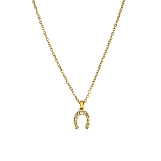 Crystal Horseshoe Pendant Necklace