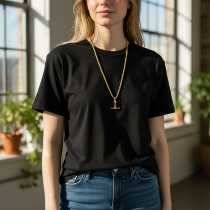 Rope Chain CZ Crystal Toggle Pendant Necklace