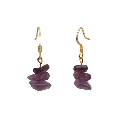 Purple Amethyst Semi-Precious Stone Drop Earrings