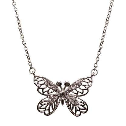 Pave Crystal Butterfly Necklace