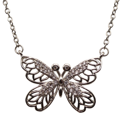 Pave Crystal Butterfly Necklace
