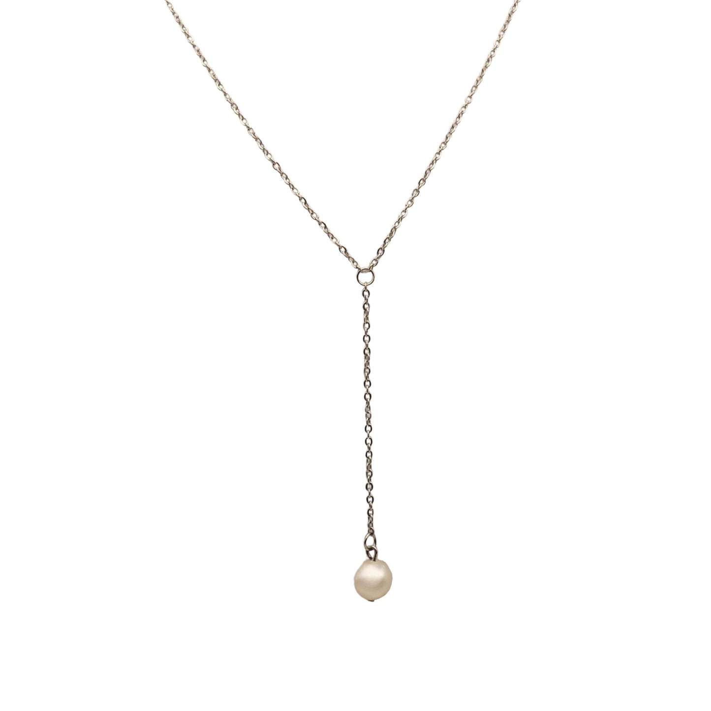 Silver Dainty Pearl_Drop_Necklace_For_Women