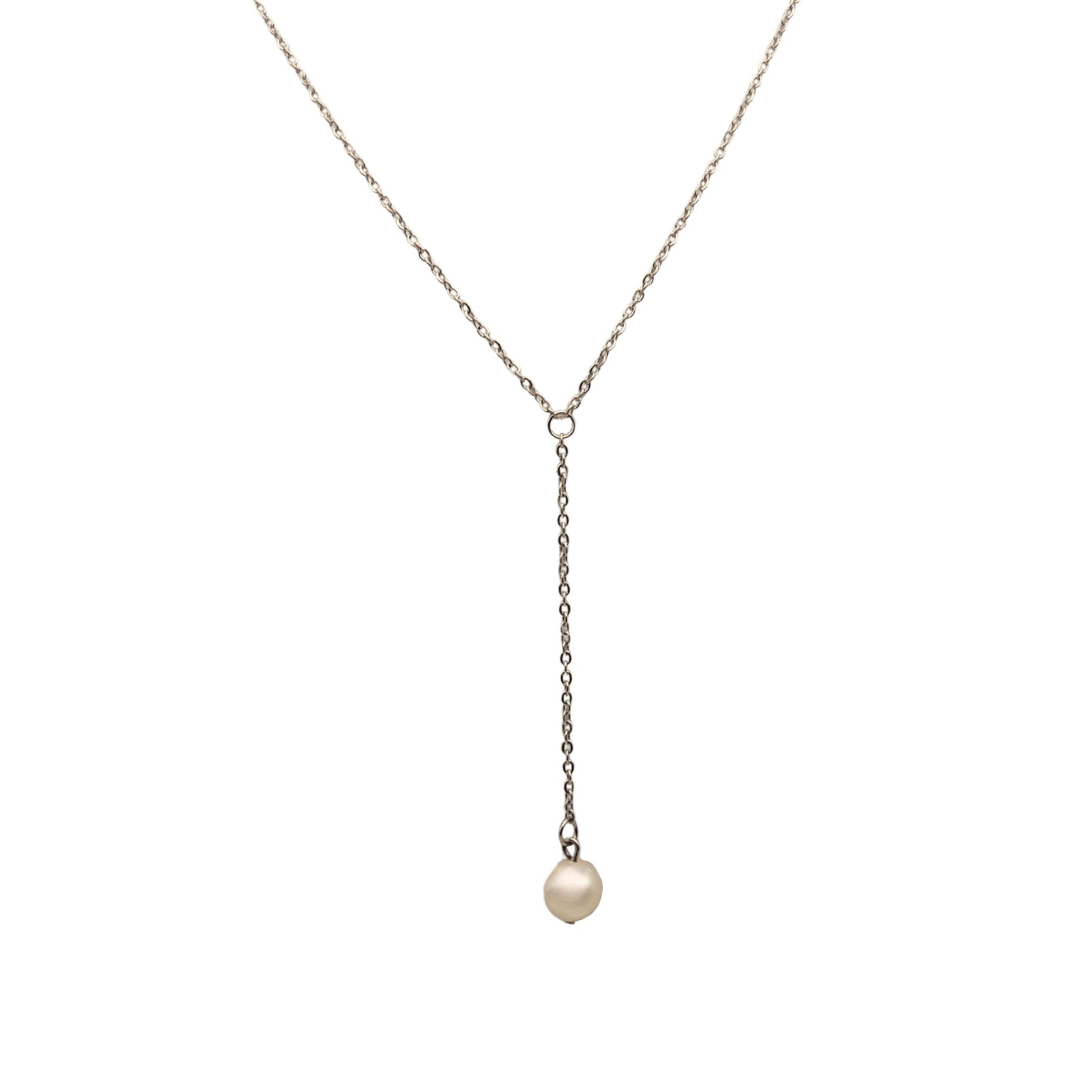 Silver Dainty Pearl_Drop_Necklace_For_Women