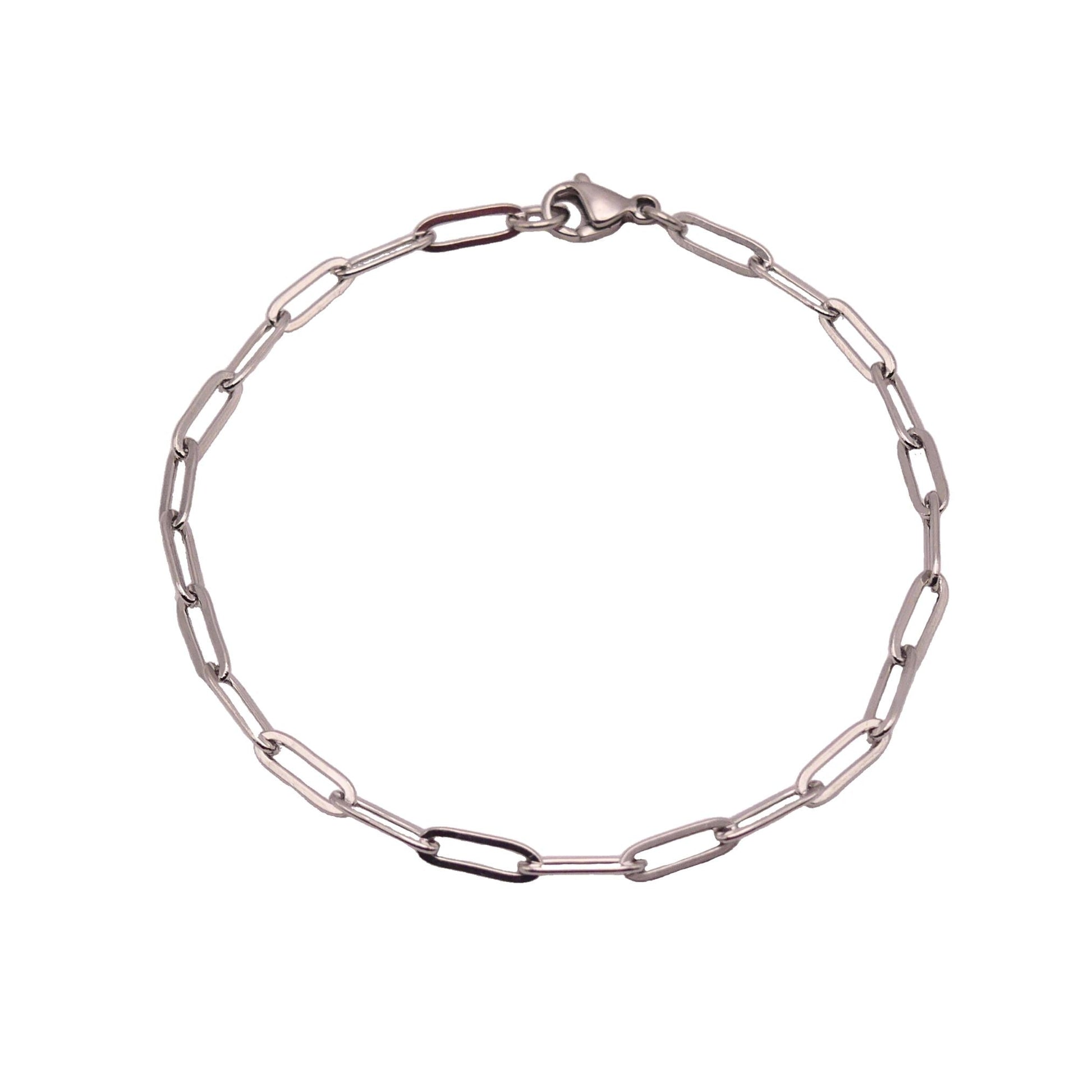 Silver Medium Link Paperclip Chain Bracelet For Women