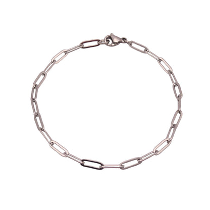 Silver Medium Link Paperclip Chain Bracelet For Women