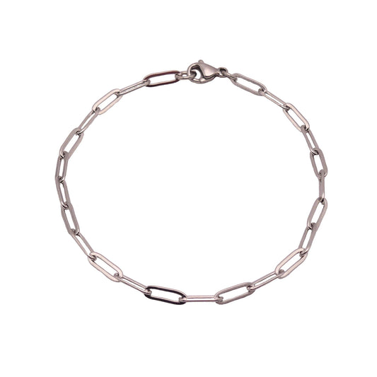 Silver Medium Link Paperclip Chain Bracelet For Women